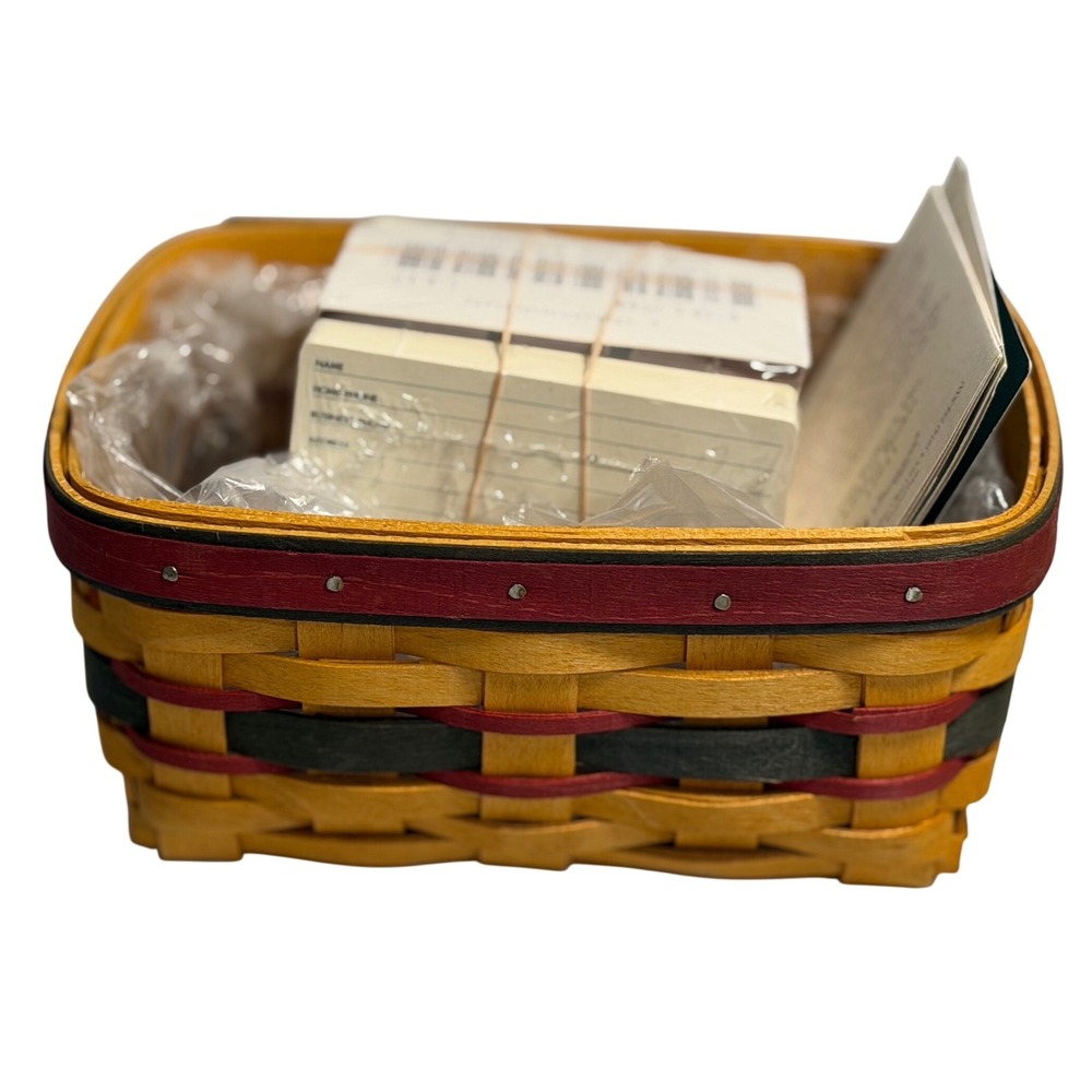 VTG‎ Longaberger 1996 Father's Day Address Card Basket Woven Wood Red Black Trim